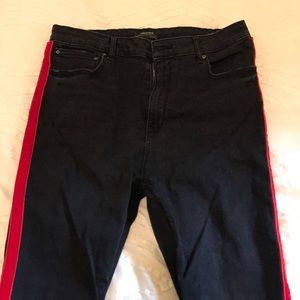 Zara black jeans w/ red velvet piping